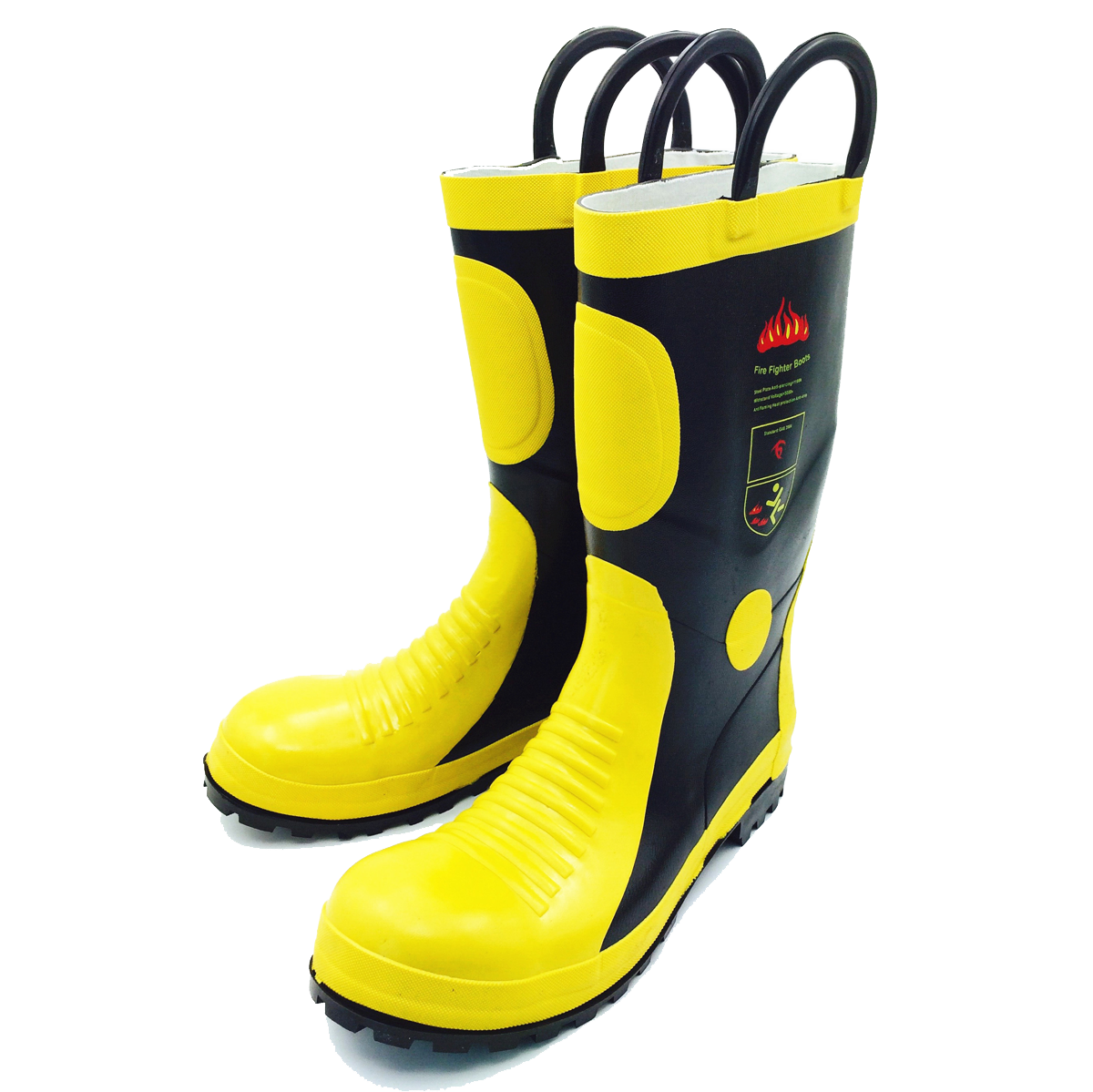 CE FireFighting Equipment for fireman using steel toe Vulcanized Rubber Firefighter Boots