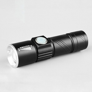 USB Rechargeable Torch Handheld Light Zoomable Head LED Mini Flashlight