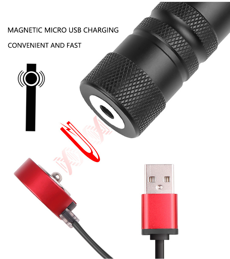 China Wholesale XHP50 LED Flashlight Torch Light LED Flashlight Magnetic USB Charging Rechargeable Torch Flashlight