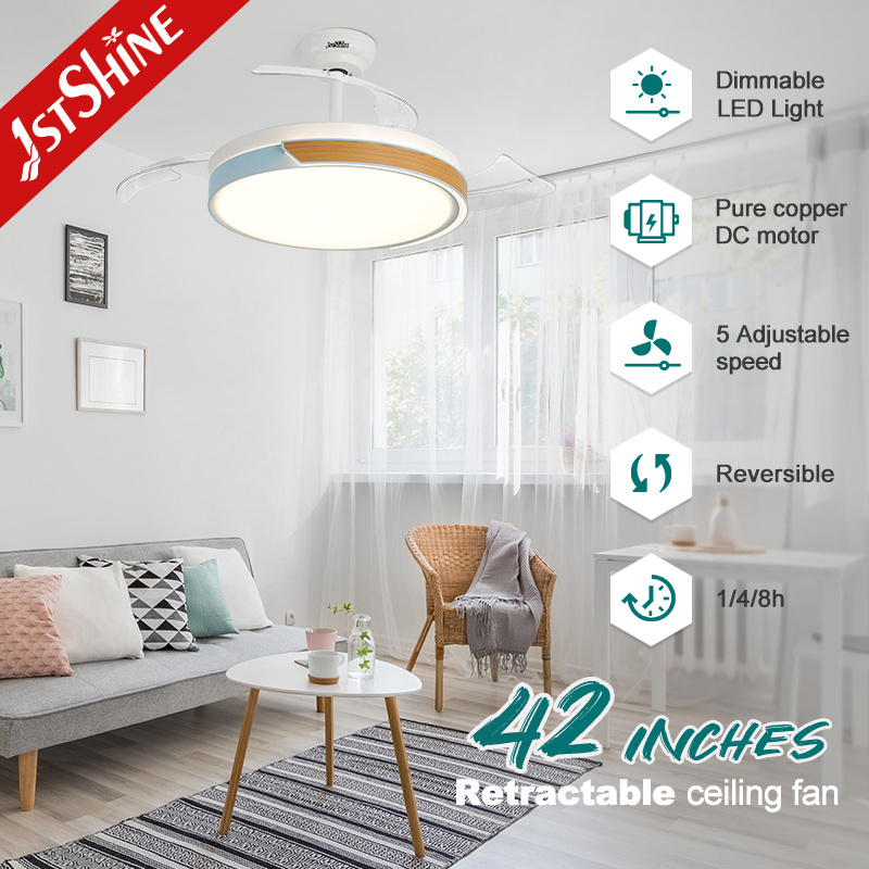 1stshine fandelier Modern and simple living room decoration fan lamp bedroom LED light retractable ceiling fan with light