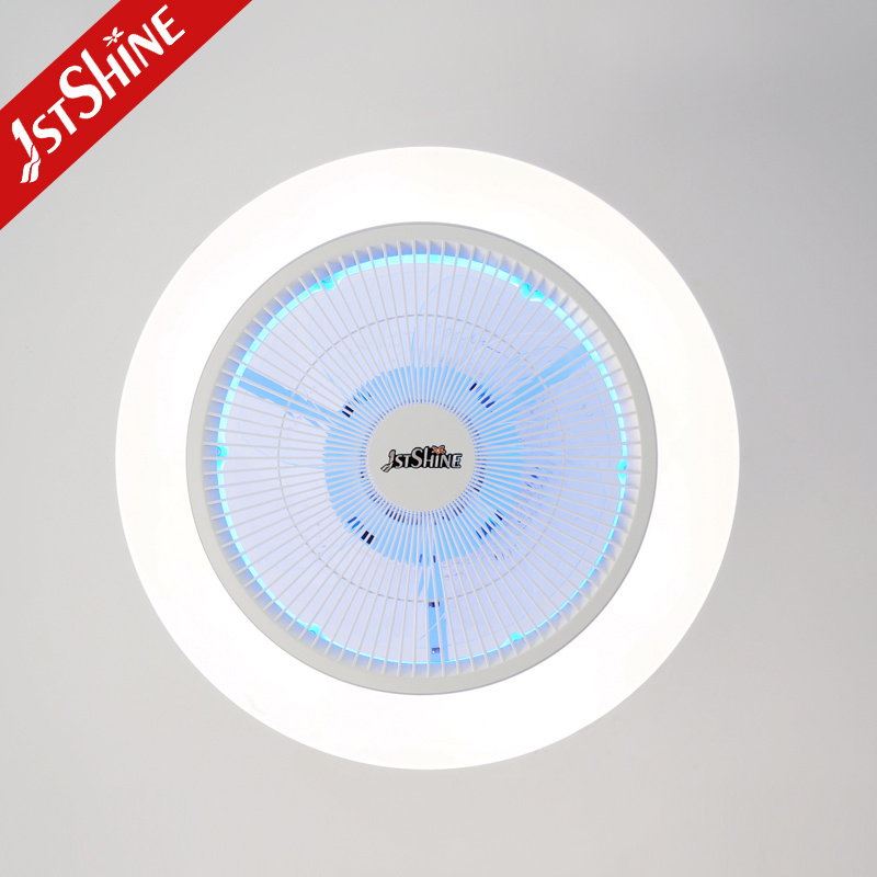 1stshine flush mount bedroom App control RGB color dimmable tuya dc motor modern smart led ceiling fans with light