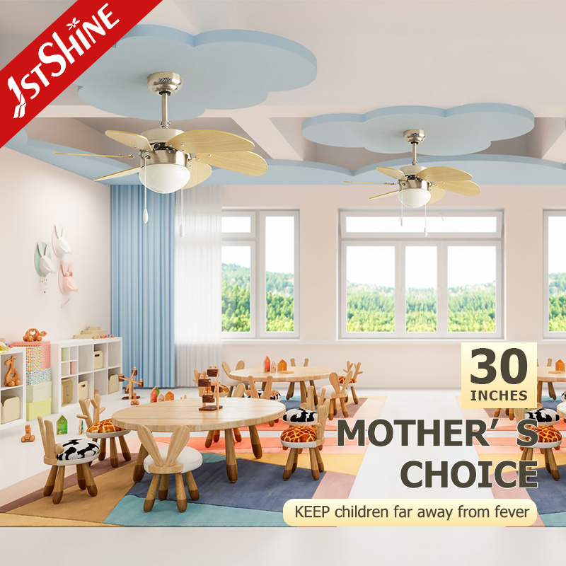 1stshine 30 42 inch traditional pull chain small ac motor 6 mdf blade lower noise kids ceiling fan with led light