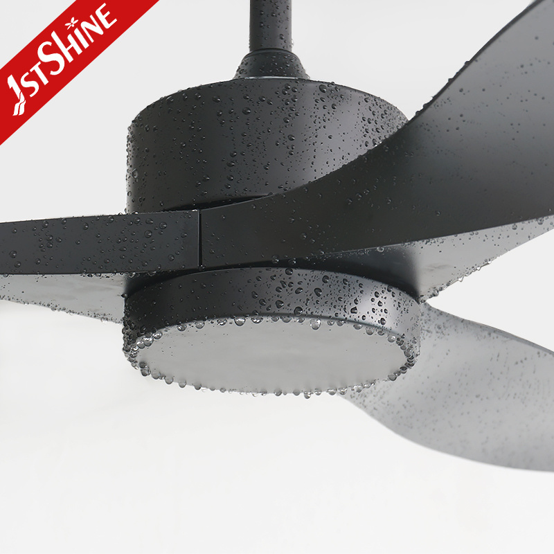 1stshine outdoor waterproof ceiling fan with light modern black fan 3 plastic blades outdoor ceiling fan