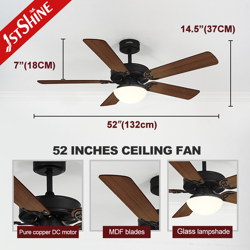 1stshine manufacture fan ceil vintage cooling fancy low noise chandelier with fan 52 in ceiling fan light kit