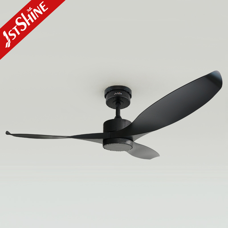 1stshine outdoor waterproof ceiling fan with light modern black fan 3 plastic blades outdoor ceiling fan