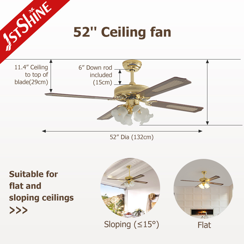 1stshine ceiling fan with lamp traditional style ac motor decorative 4 blade ceiling fan lamp