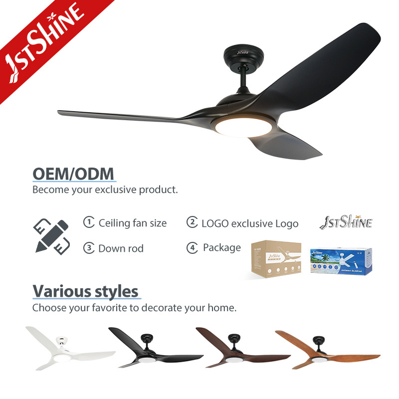 1stshine led ceiling fan DCF-FS52920 dc silent motor 5 speeds remote control black modern ceiling fan