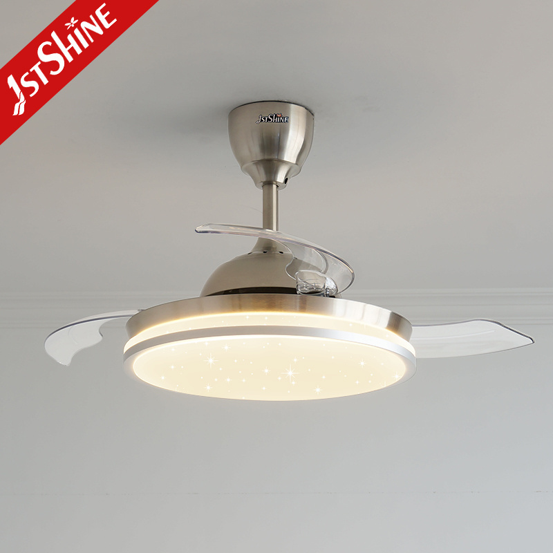 1stshine  starry light led bedroom ceiling fan control invisible blade ceiling fan with light