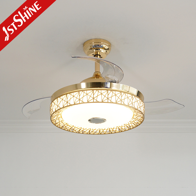 1stshine led ceiling fan New Arrival 230v 42 inch retractable chandelier Ceiling Fan With Speaker