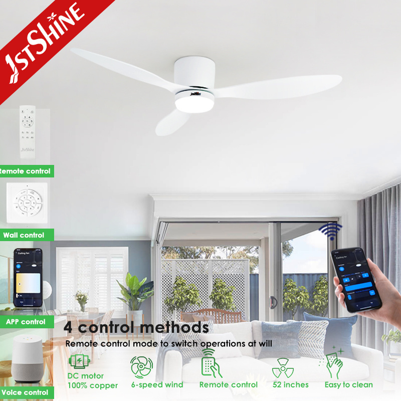 1stshine ceiling fan with light white abs blade low ceiling flush mount ceiling fan with remote control