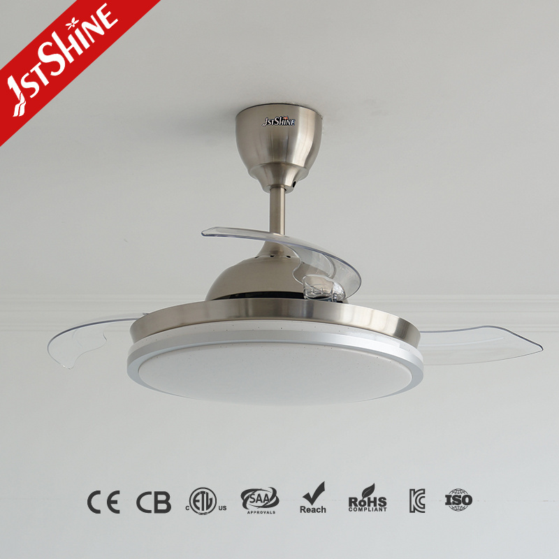 1stshine  starry light led bedroom ceiling fan control invisible blade ceiling fan with light