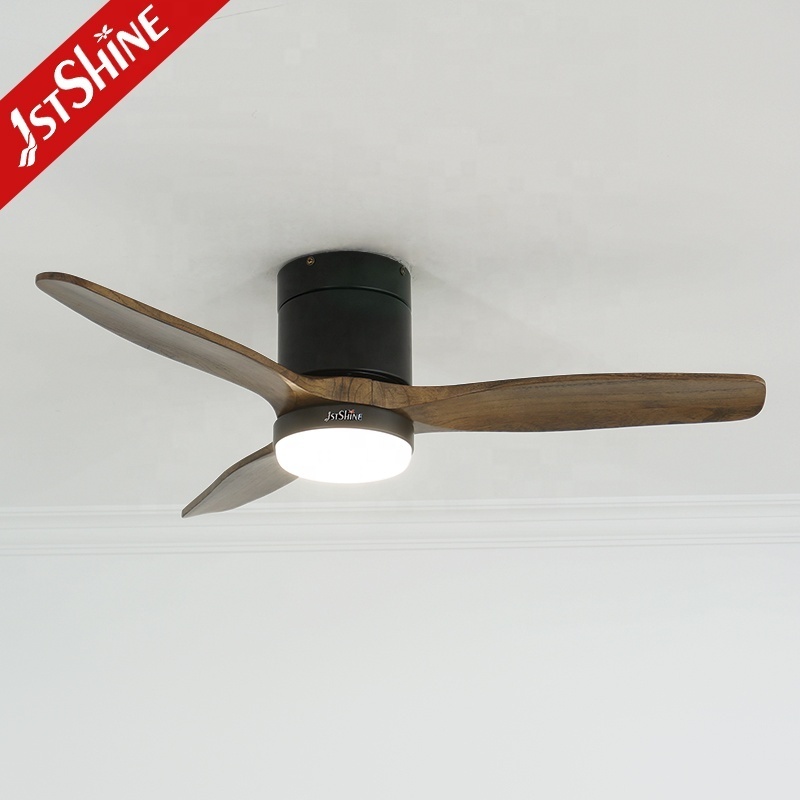 1stshine LED ceiling fan factory OEM 42 inches solid wood baldes ceiling fan with light