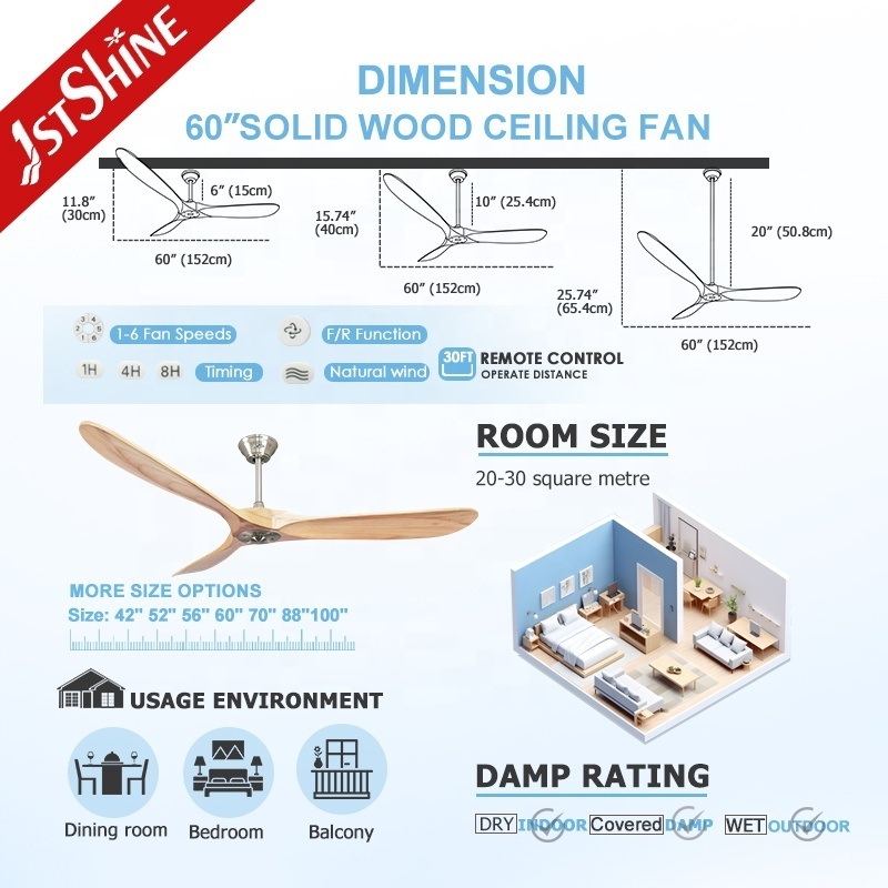 1stshine ceiling fan orient ODM 60 inches modern design remote control natural wind ceiling fan