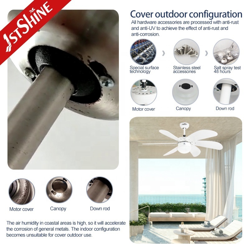 1stshine ceiling fan light OEM color 6 MDF blades LED light kit ceiling fan with pull chain