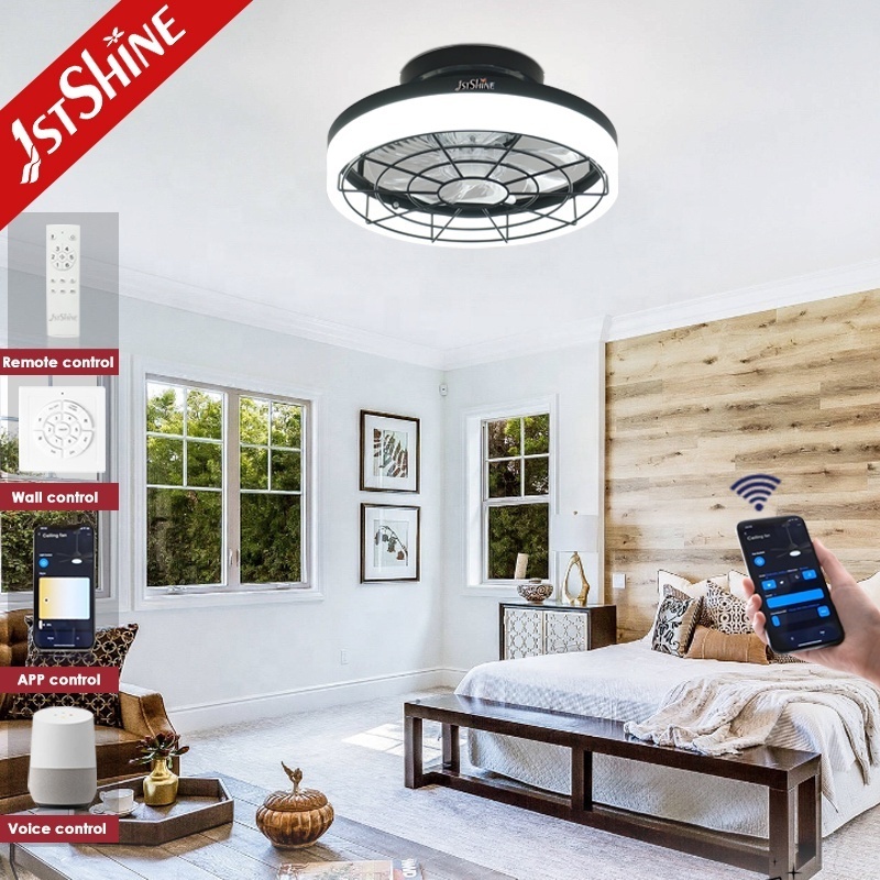 1stshine led ceiling fan 16 inches small size flush mounted ceiling fan with LED light and remote