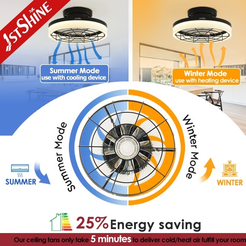 1stshine led ceiling fan 16 inches small size flush mounted ceiling fan with LED light and remote