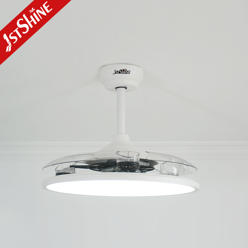 1stshine LED ceiling fan light retractable PC blades space saving invisible ceiling fan with light