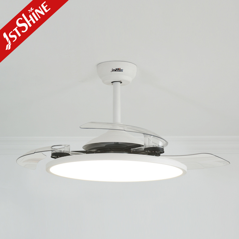 1stshine LED ceiling fan light retractable PC blades space saving invisible ceiling fan with light