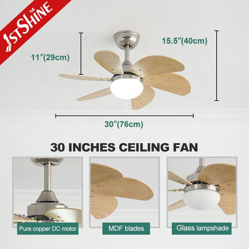 1stshine ceiling fan light 6 MDF blades small 30 inches ceiling fan with light and remote