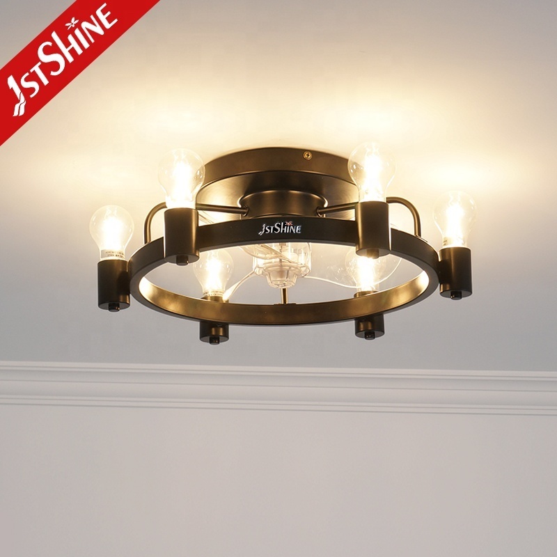 1stshine ceiling fan light CE elegant black flush mounted ceiling fan with light