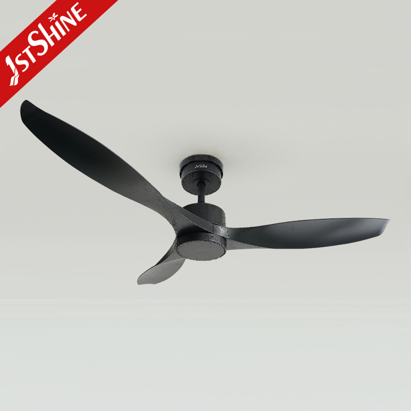 1stshine ceiling fan waterproof IP44 outdoor smart control black ceiling fan wth ABS blades