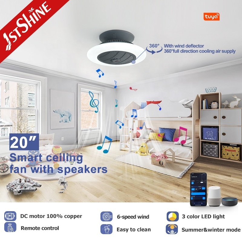 1stshine led ceiling fan bedroom small 20 inches starry lampshade TUYA app smart ceiling fan