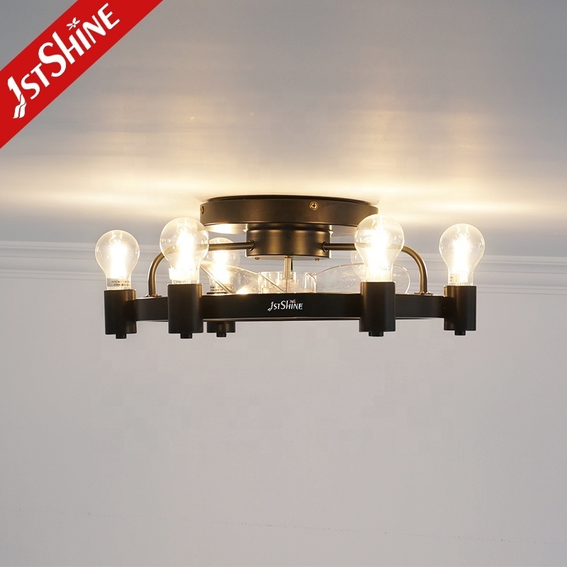 1stshine ceiling fan light CE elegant black flush mounted ceiling fan with light