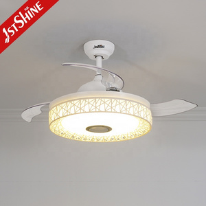 1stshine led ceiling fan high speed efficient Led 3 color lighting retractable ceiling fan