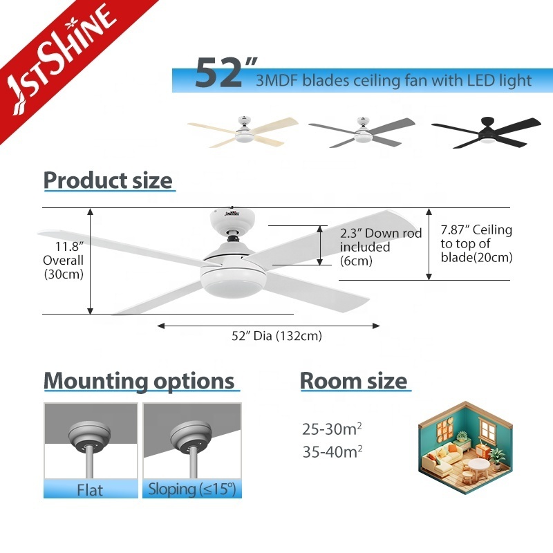 1stshine LED ceiling fan wholesale ODM high quality MDF blades remote ceiling fan light