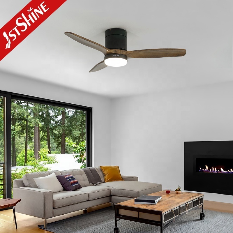 1stshine LED ceiling fan factory OEM 42 inches solid wood baldes ceiling fan with light