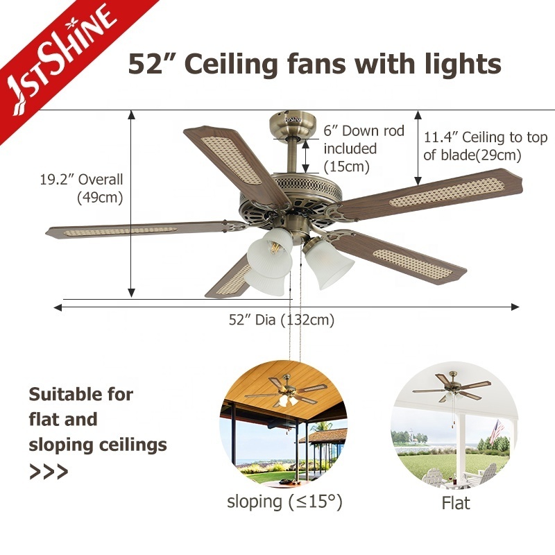 1stshine ceiling fan light 52 inch cooling motor remote control ce ceiling fan 5 mdf blade 3 light