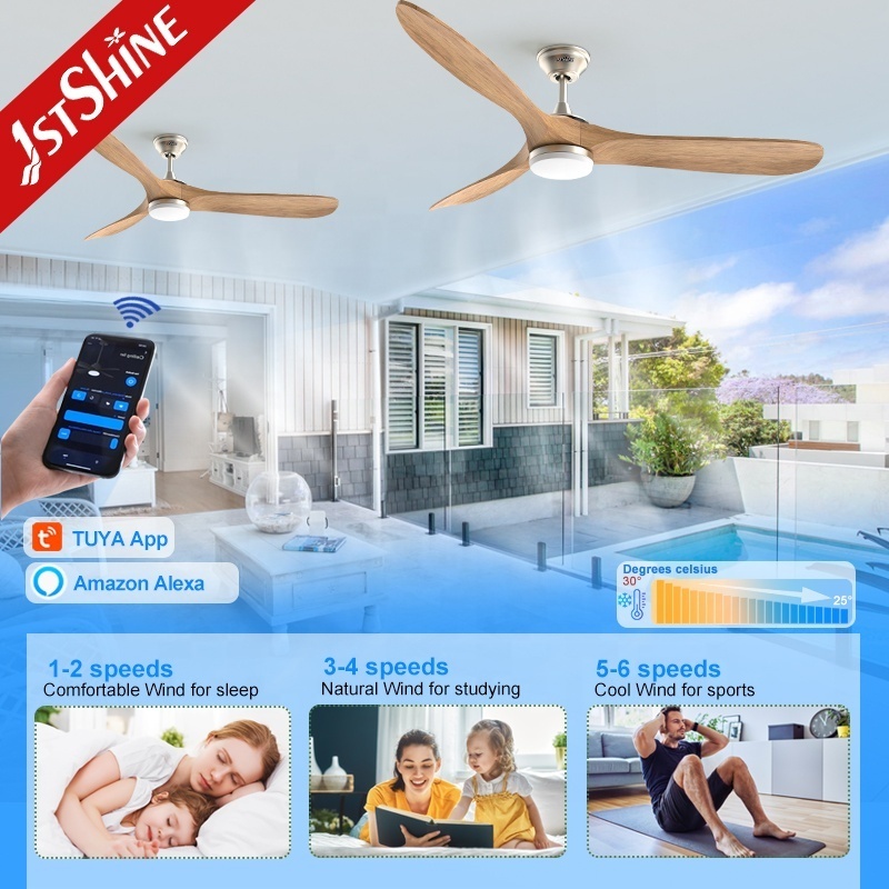 1stshine led ceiling fan 220V ventilador de techo con luz led customization wifi ceiling fan