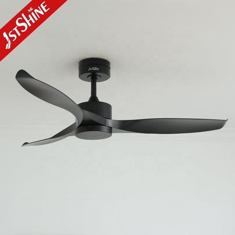 1stshine ceiling fan waterproof IP44 outdoor smart control black ceiling fan wth ABS blades