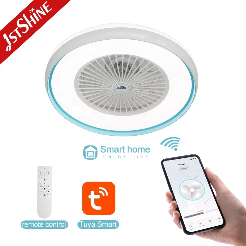 1stshine LED ceiling fan light fancy 24 inch bedroom smart WIFI control 3 color lighting mini ceiling box fan