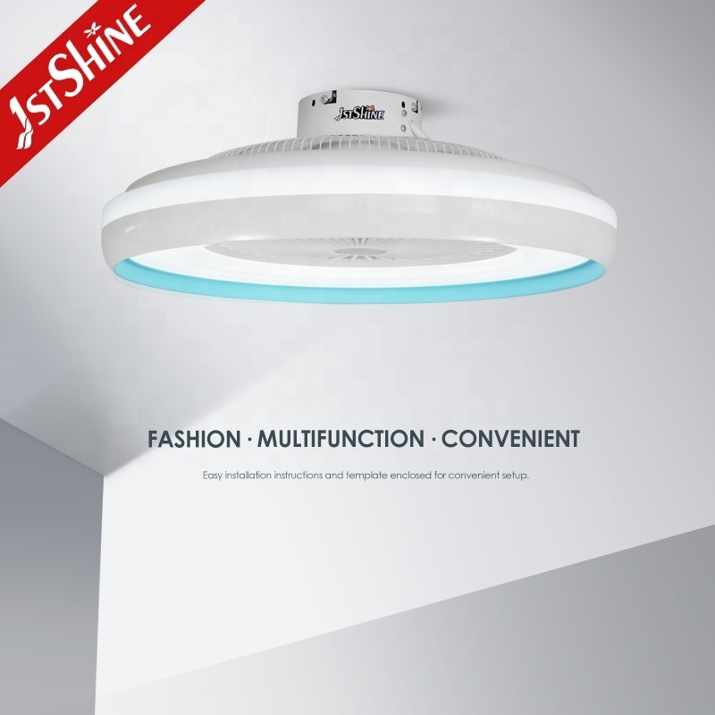 1stshine LED ceiling fan light fancy 24 inch bedroom smart WIFI control 3 color lighting mini ceiling box fan