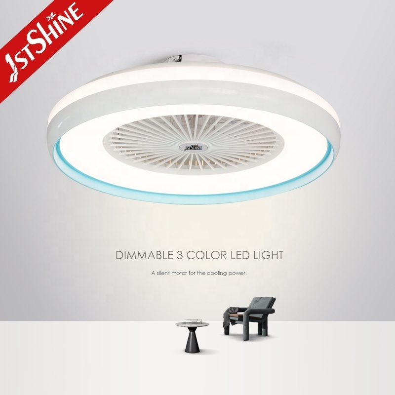 1stshine LED ceiling fan light fancy 24 inch bedroom smart WIFI control 3 color lighting mini ceiling box fan