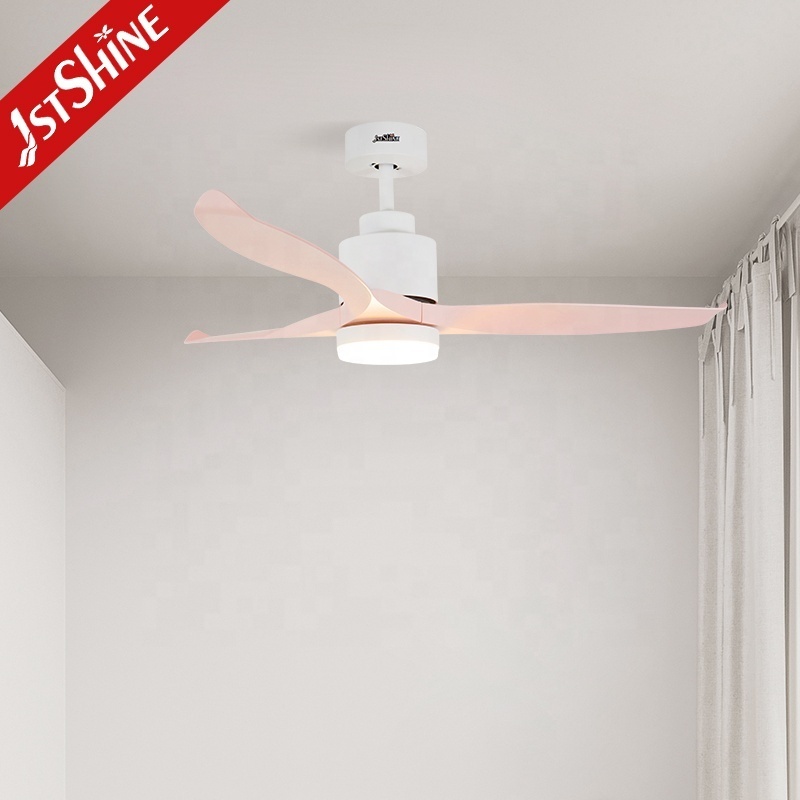 1stshine LED ceiling fan child room pink color plastic blades space saving quiet ceiling fan