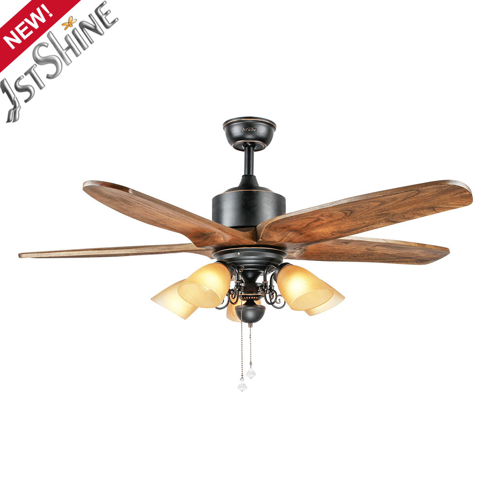 1stshine ceiling fan classical 5 wooden blades manual pull chain 52 inch ceiling fan light kit