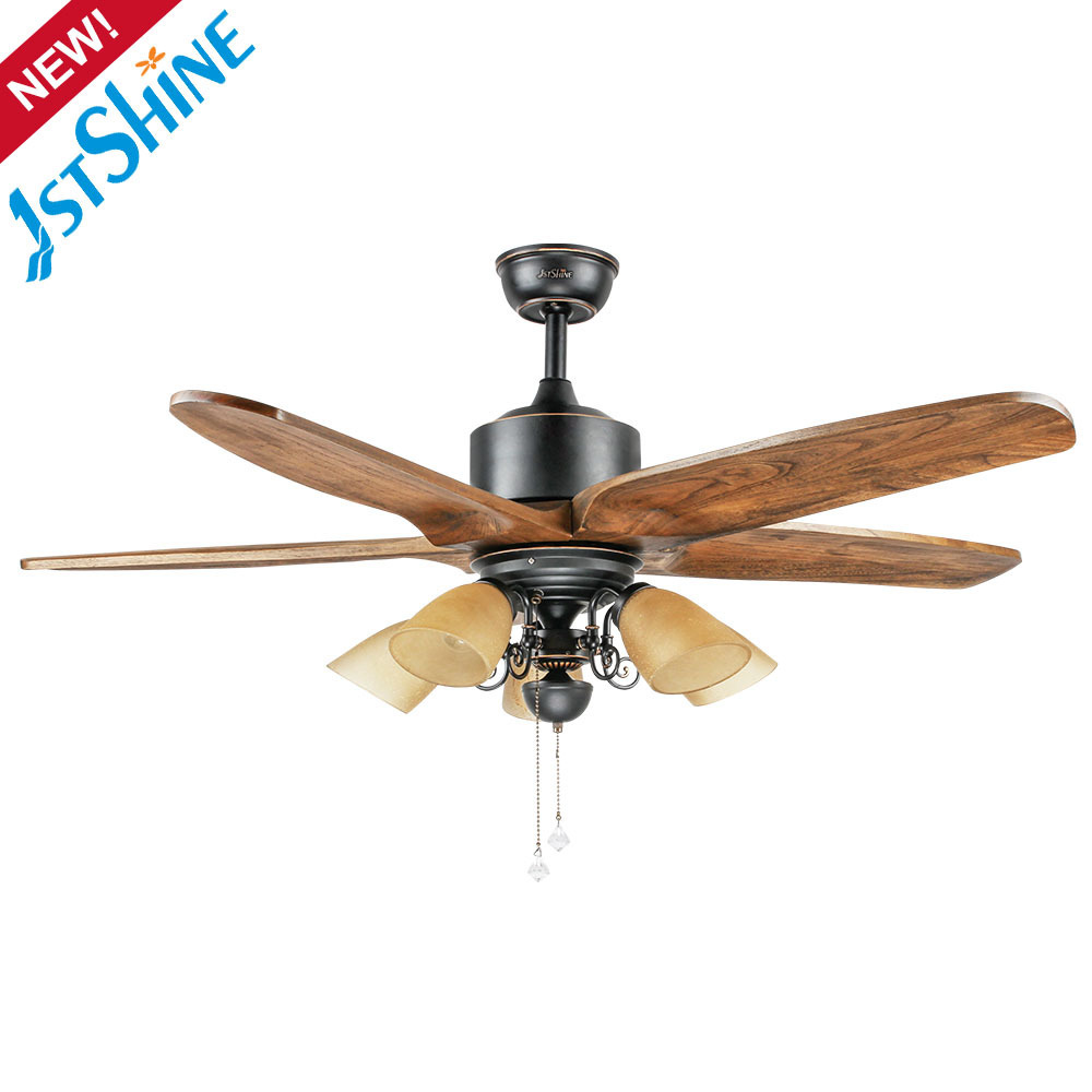 1stshine ceiling fan classical 5 wooden blades manual pull chain 52 inch ceiling fan light kit