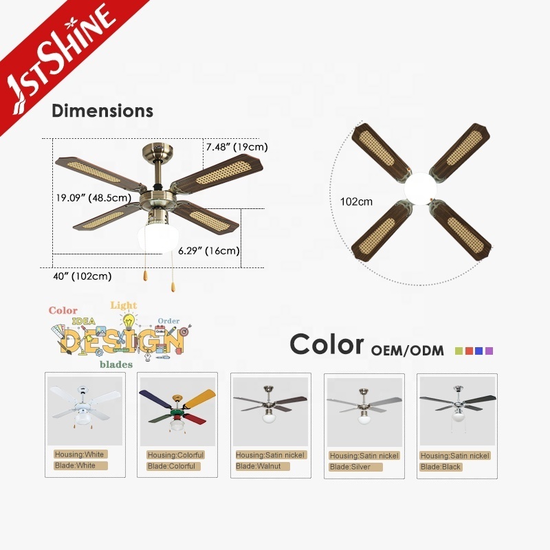 1stshine ceiling fan newest classic design high airflow pull chain control ceiling fan with light