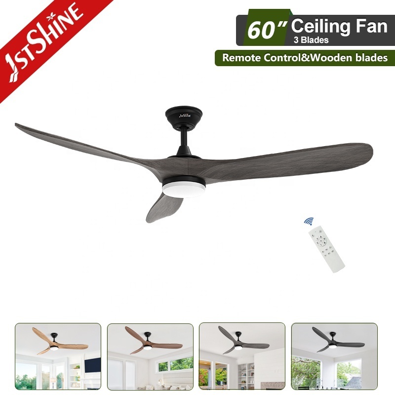 1stshine LED ceiling fan remote control 3 wooden blade save space led ceiling fan light