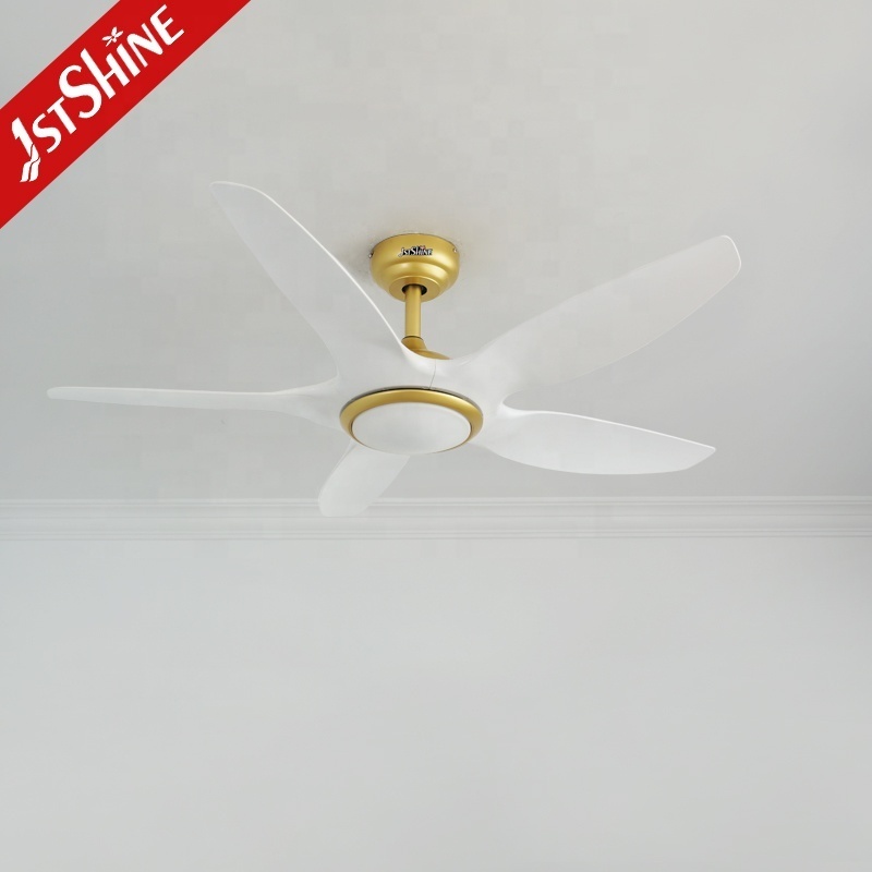 1stshine LED ceiling fan silent low noise 5 blades 48 inches gold ceiling fan with remote