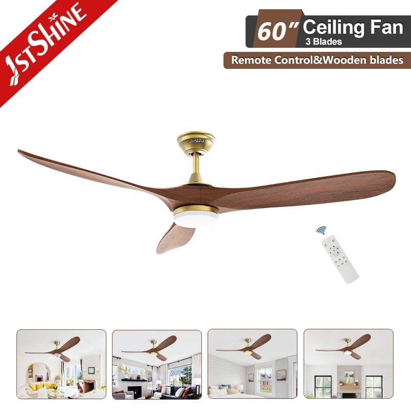 1stshine LED ceiling fan smart remote 3 wood blades energy efficient ceiling fan with dimmable light