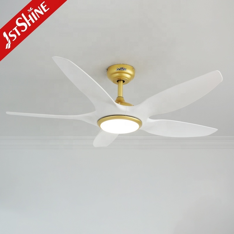 1stshine LED ceiling fan silent low noise 5 blades 48 inches gold ceiling fan with remote