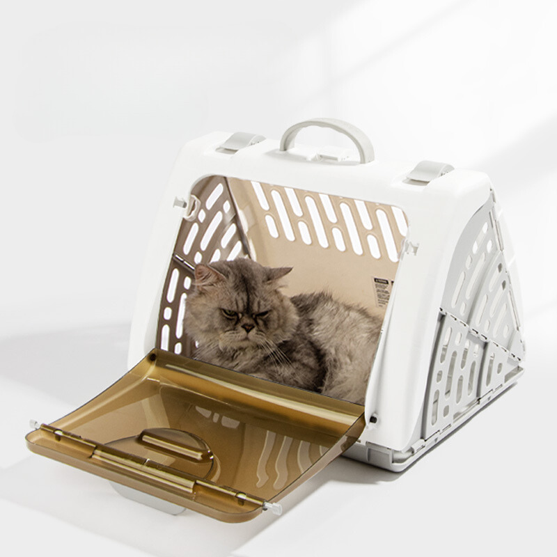 1Tail Foldable Travel Cat Carrier Front Door Plastic Collapsible Carrier Collection Space Saving Easy Installation