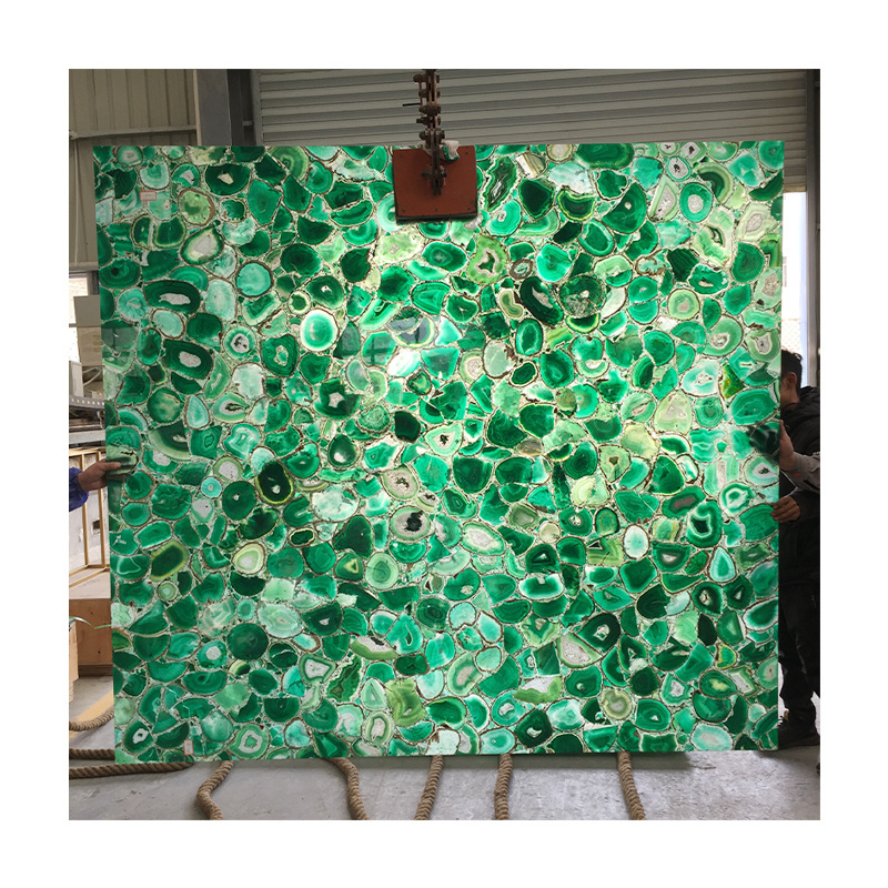 Popular Green Luxury Marble Malachite Agate Emerald Crystal Quartz Semi Precious Stone Slabs