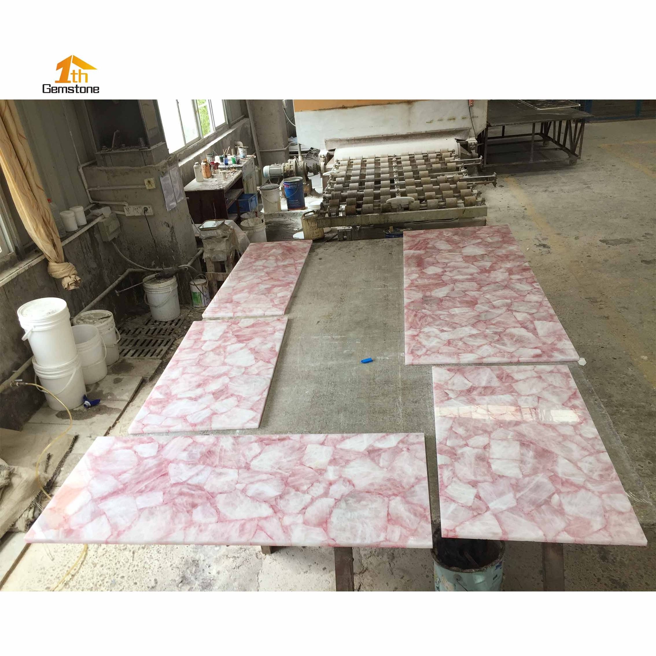 Customize Gemstone Pink Crystal Rose Quartz Countertops For Kitchens