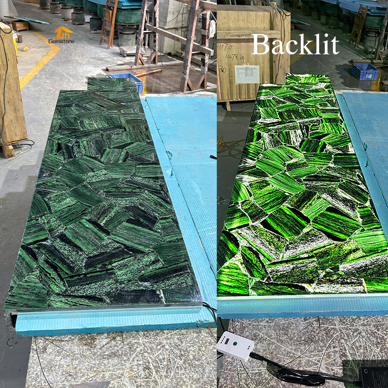 Popular Green Luxury Marble Malachite Agate Emerald Crystal Quartz Semi Precious Stone Slabs