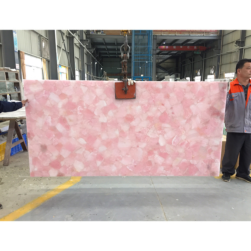 Customize Gemstone Pink Crystal Rose Quartz Countertops For Kitchens