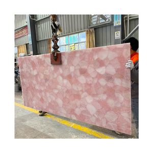 Wholesale Polished Solid Surface Red Marble Pink Crystal Quartz Stone Slab